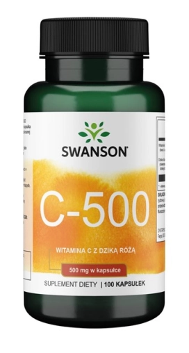 Swanson Witamina C500 + dzika róża - 100 Kapsułek