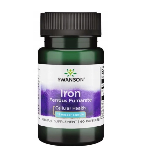 Swanson Fumaran Żelaza 18 mg – 60 Kapsułek