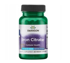 Swanson Cytrynian Żelaza 25 mg – 60 Kapsułek