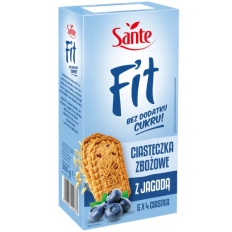 Sante Fit Ciasteczka Zbożowe Jagodowe Bez Cukru 300g