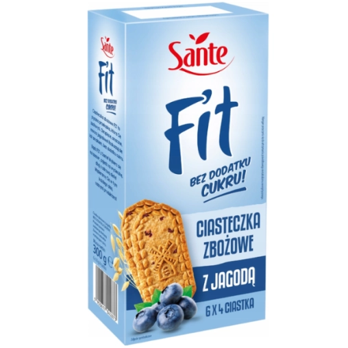 Sante Fit Ciasteczka Zbożowe Jagodowe Bez Cukru 300g