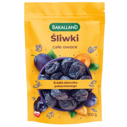Bakalland Śliwki Suszone Całe Owoce - 100g