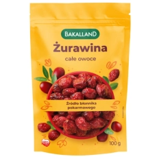 Bakalland Żurawina Suszona Całe Owoce Soczysta - 100g
